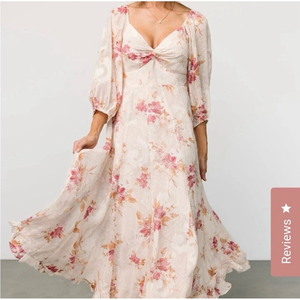Baltic Born Floral Maxi Dress in Cream and Pink